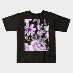 Butterfly and Flower Pattern Kids T-Shirt